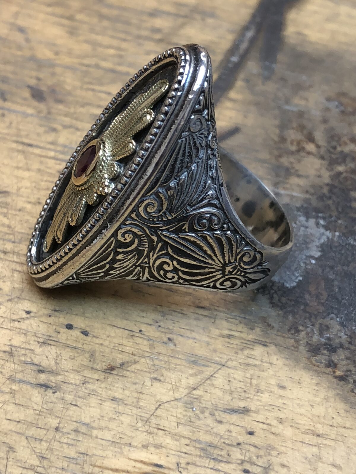 Byzantine-Style Ruby Ring — Restored by George Necula, view 2