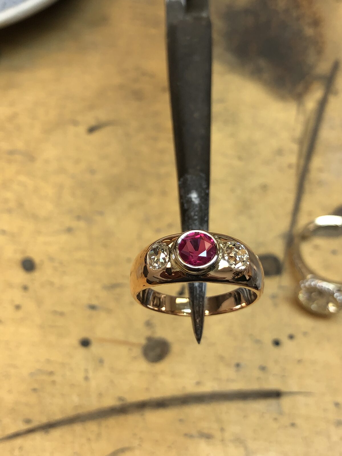 Gypsy-Set Ruby & Diamond Ring by George Necula