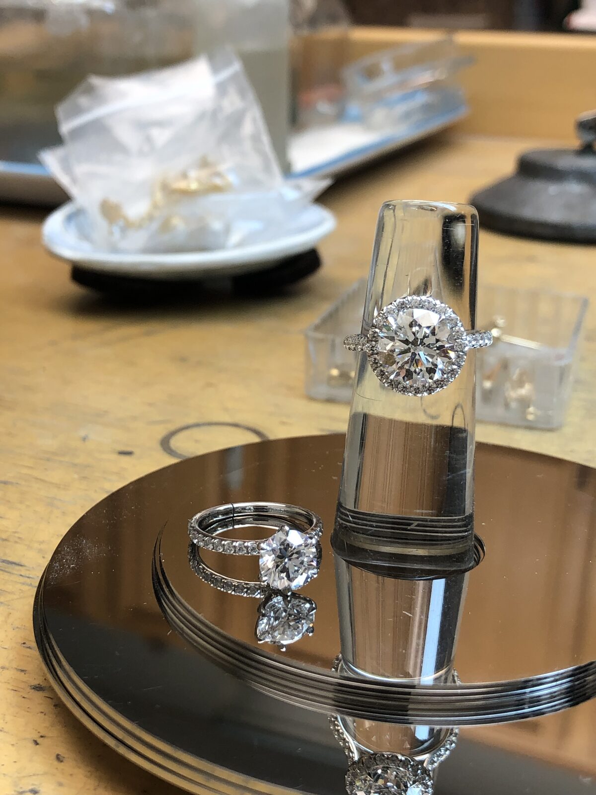 Diamond Halo Engagement Ring by George Necula, view 2