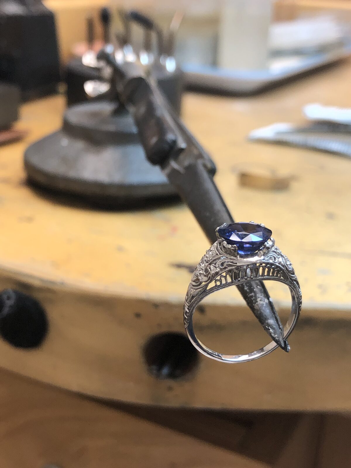 Sapphire in a Filigree Mounting by George Necula
