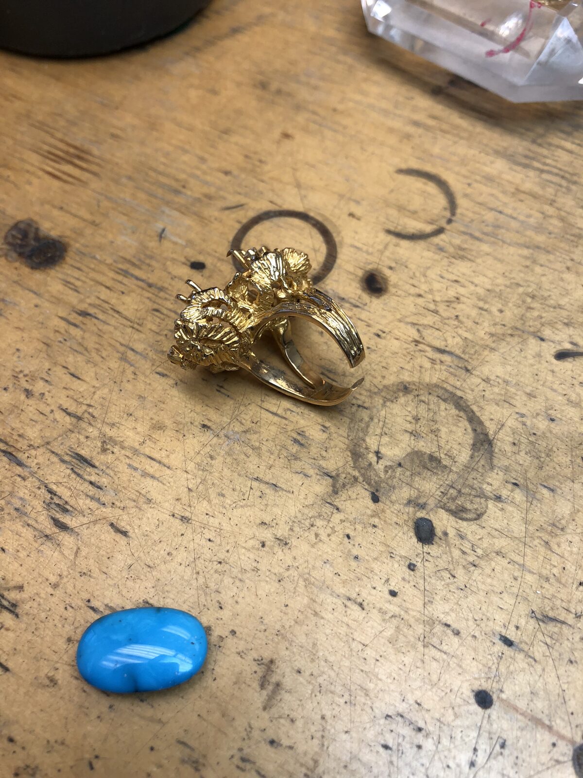 Turquoise & Diamond Ring — Stone Reset by George Necula, view 2